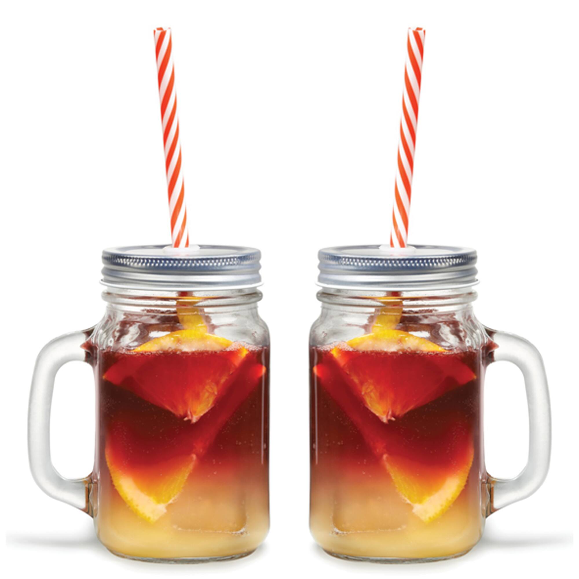 Gourmet by Starfrit 16oz. Mason Jar Mugs with Straws, 2ct.